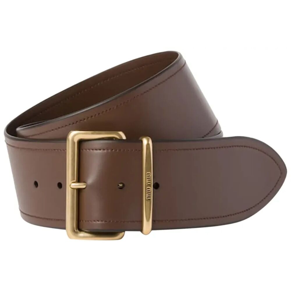 MIU MIU Leather Belt Brown Gold Hardware